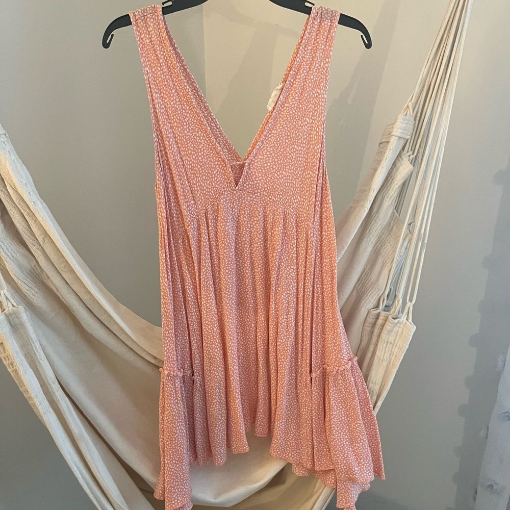Millibon boutique Peach Polka Dot Sleeveless Dress